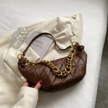 Load image into Gallery viewer, Soft PU Leather Quilted Clutch - Coffee