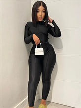 Load image into Gallery viewer, Solid Bodycon Long Sleeve O Neck Casual Playsuit