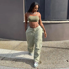 Load image into Gallery viewer, Solid Y2k Loose Low Waist Trousers