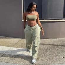 Load image into Gallery viewer, Solid Y2k Loose Low Waist Trousers - S / Light Green