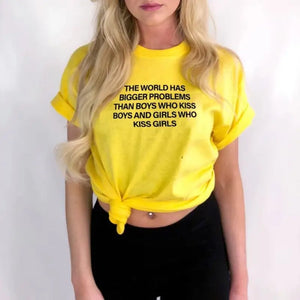 Sounds Gay I’m In T-shirt - BiggerProblem-Yellow / XS