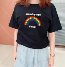 Load image into Gallery viewer, Sounds Gay I’m In T-shirt - SoundsGay-Black / S