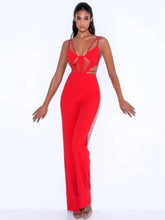 Load image into Gallery viewer, Spaghetti Strap Hollow Out Bodycon Bandage Jumpsuit - L