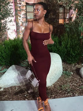 Load image into Gallery viewer, Spaghetti Strap Sexy Backless Club Party Maxi Dress - brown