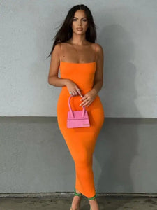 Spaghetti Strap Sexy Backless Club Party Maxi Dress