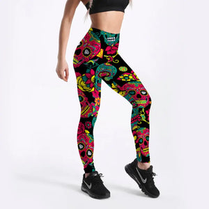 Spandex Fashion Cartoon Digital Print Legging - Lgs-3954 / M