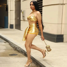 Load image into Gallery viewer, Sparkling Halter Neck Crop Top &amp; Bandage Skirt