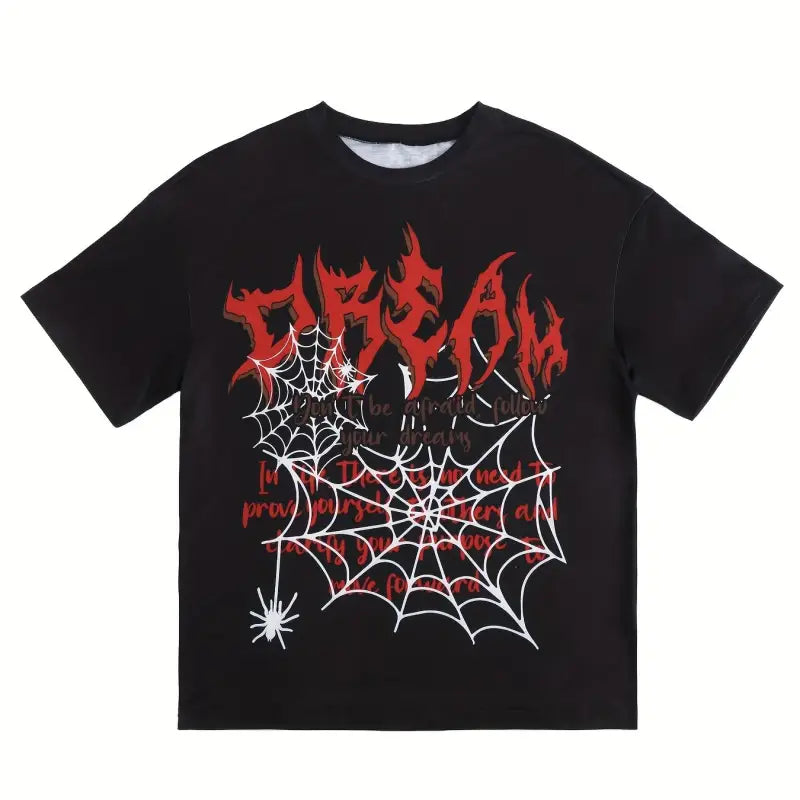 Spider Web Print Casual Tee - Black / XS(2) - customized