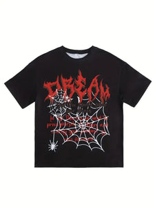 Spider Web Print Casual Tee - customized