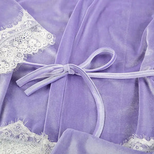 Splicing Velvet Sleepwear Pajamas Set