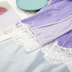 Splicing Velvet Sleepwear Pajamas Set