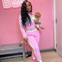Load image into Gallery viewer, Sporty Zipper Sweatshirt &amp; Long Pants Suit Set
