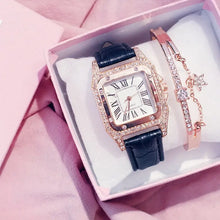Load image into Gallery viewer, Starry Square Dial Bracelet &amp; Watch Set - Black