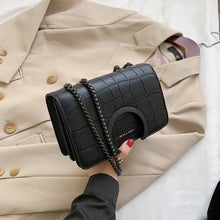 Load image into Gallery viewer, Stone Pattern PU Leather Hand Bag - black