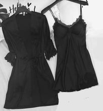Load image into Gallery viewer, Strap Top &amp; Pants Pajama Sleepwear Set - Black - B / XXL
