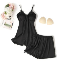 Load image into Gallery viewer, Strap Top &amp; Pants Pajama Sleepwear Set - Black - C / XXL