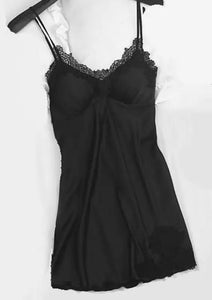 Strap Top & Pants Pajama Sleepwear Set - Black - D / L