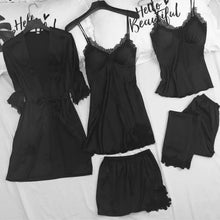 Load image into Gallery viewer, Strap Top &amp; Pants Pajama Sleepwear Set - Black - A / XXL