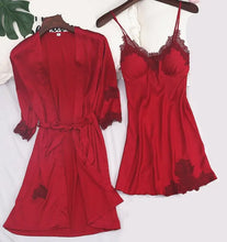 Load image into Gallery viewer, Strap Top &amp; Pants Pajama Sleepwear Set - Burgundy - B / XXL
