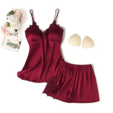 Load image into Gallery viewer, Strap Top &amp; Pants Pajama Sleepwear Set - Burgundy - C / M