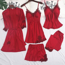 Load image into Gallery viewer, Strap Top &amp; Pants Pajama Sleepwear Set - Burgundy - A / XL