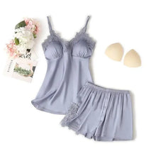 Load image into Gallery viewer, Strap Top &amp; Pants Pajama Sleepwear Set - Gray - C / XXL