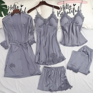 Strap Top & Pants Pajama Sleepwear Set - Gray - A / XXL
