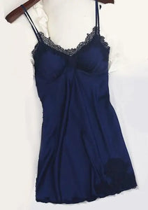 Strap Top & Pants Pajama Sleepwear Set - Navy Blue - D / L