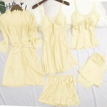 Load image into Gallery viewer, Strap Top &amp; Pants Pajama Sleepwear Set - Yellow - A / L