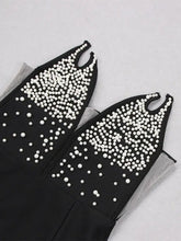 Load image into Gallery viewer, Strapless V Neck Beaded Midi Bandage Dress