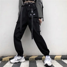 Load image into Gallery viewer, Streetwear Korean Wide Leg Techwear Harem Pants - black / XL