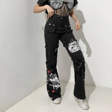 Load image into Gallery viewer, Streetwear Punk Style Print Low Waist Jeans