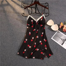 Load image into Gallery viewer, Sweetheart Spaghetti Strap Nightdress - Black / M