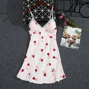 Sweetheart Spaghetti Strap Nightdress - Pink / M