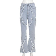 Load image into Gallery viewer, Tassel Baggy Wide Leg Pants High Waist Denim Jeans - Blue