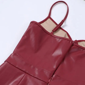 Terra Pu Leather Hollow Out Dress