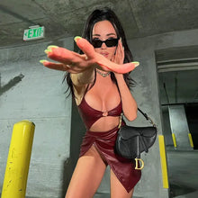 Load image into Gallery viewer, Terra Pu Leather Hollow Out Dress