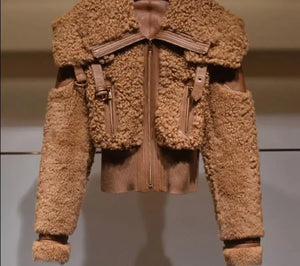 Thick Patchwork Faux Fur Coat - Camel / M