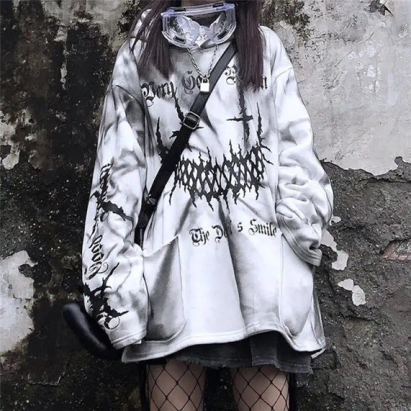 Tie Dye Gothic Smile Hoodie - 1 / XXL