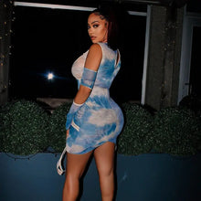 Load image into Gallery viewer, Tie Dye Irregular Cut Out Long Sleeve Bodycon Dress