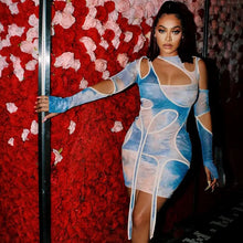 Load image into Gallery viewer, Tie Dye Irregular Cut Out Long Sleeve Bodycon Dress