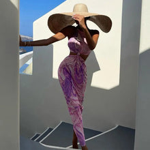 Load image into Gallery viewer, Tie Dye Print Women Hollow Out Strap Midi Dress - Purple / S