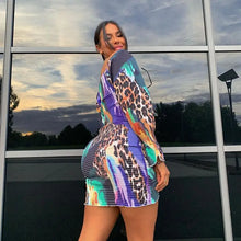 Load image into Gallery viewer, Tie Dye Printed Ruch Drawstring Wrap Dress
