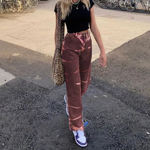 Load image into Gallery viewer, Tie Dye Slim Denim High Waist Trousers Jeans