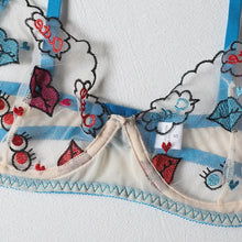Load image into Gallery viewer, Transparent Embroidery Push Up Bra 3pc Lingerie Set
