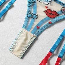 Load image into Gallery viewer, Transparent Embroidery Push Up Bra 3pc Lingerie Set