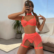 Load image into Gallery viewer, Transparent High Waist 4 Piece Lingerie Set