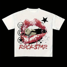 Load image into Gallery viewer, Trendy Y2K Lips Print Crew Neck Tee - White / XS(2)