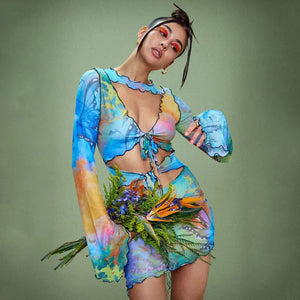 Tropic Butterfly Mesh Dress - B / S