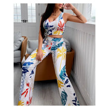 Load image into Gallery viewer, Tropical Print Tank Top &amp; Pocket Design Pants Set